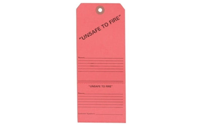 Brownells Unsafe to fire tags 25 pack