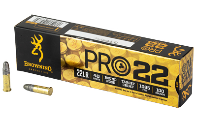 Browning Rimfire, 22 LR, 40 Grain, Lead Round Nose, 100 Round Box B194122101