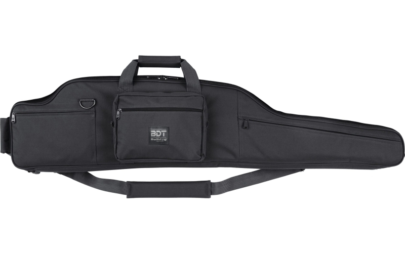 Bulldog Cases Long Range Rifle Case, Fits Single Rifle Up To 52.5", Quilted Lining W/Adjustable Tie Downs, Two Zippered Wide Pockets, 54" Soft Case, Black BDT80-54B