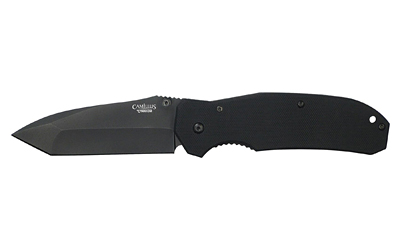 Camillus Tanto, Folding Knife, Plain Edge, Black G-10 Handle, Matte Finish, Black Blade, 3.5" Blade Length, 8.25" Overall Length, VG10 Blade Steel, Liner Lock CAM-18672