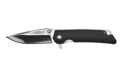 Camillus TRC, Folding Knife, Plain Edge, Black and Silver Carbon Fiber and Stainless Steel Handle, Satin Finish, Silver, 3.75" Blade Length, 6.75" Overall Length, VG10 Blade Steel, Liner Lock CAM-19814