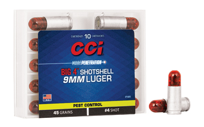 CCI Ammunition Shotshell, 9MM, 45 Grain, Shotshell, #4 Shot Size, 10 Round Box 3712CC