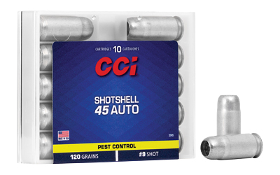 CCI Ammunition Shotshell, 45ACP, 120 Grain, Shotshell, #9 Shot Size, 10 Round Box 3745