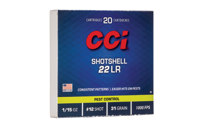 CCI Ammunition Shotshell 22LR, 31 Grain, Shotshell #12, 20 Round Box 39