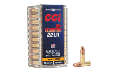 CCI Ammunition Velocitor, 22LR, 40 Grain, Gilded Lead Hollow Point, 50 Round Box 47