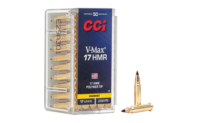 CCI Ammunition V-Max, 17HMR, 17 Grain, Poly Tip, 50 Round Box 49