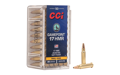 CCI Ammunition Gamepoint, 17HMR, 20 Grain, Jacketed Soft Point, 50 Round Box 52