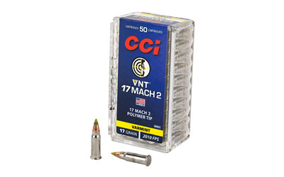 CCI Ammunition Mach 2, 17 Hornady Mach 2, 17 Grain, Varmint Tip, 50 Round Box 948CC