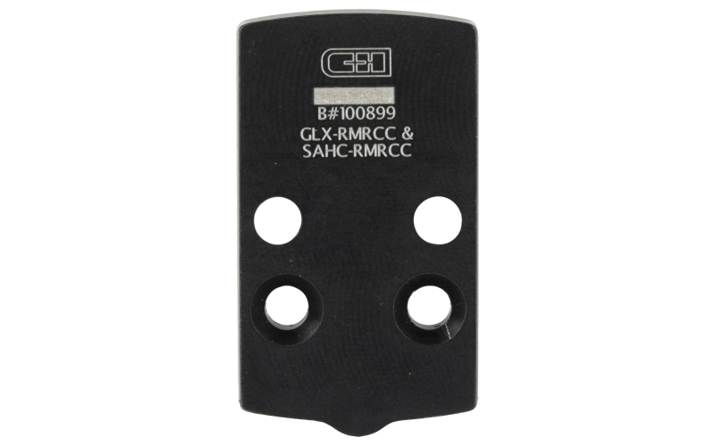 C&H Precision V4, Optic Mounting Plate, For Glock 43x/48 MOS to  Trijicon RMRcc, Anodized Finish, Black, Includes Mounting Hardware GLX-RMRcc