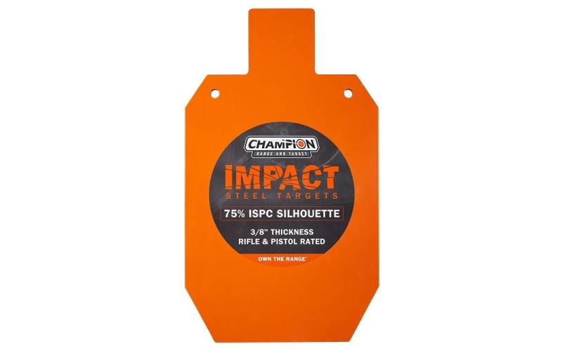 Champion impact steel silhouette target 75% ipsc rifle rated orange