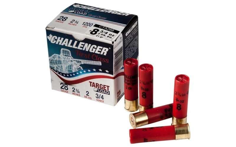 Challenger Ammo 28 gauge 2-3/4'' 3/4 oz #8 shot 250/case (cta288)