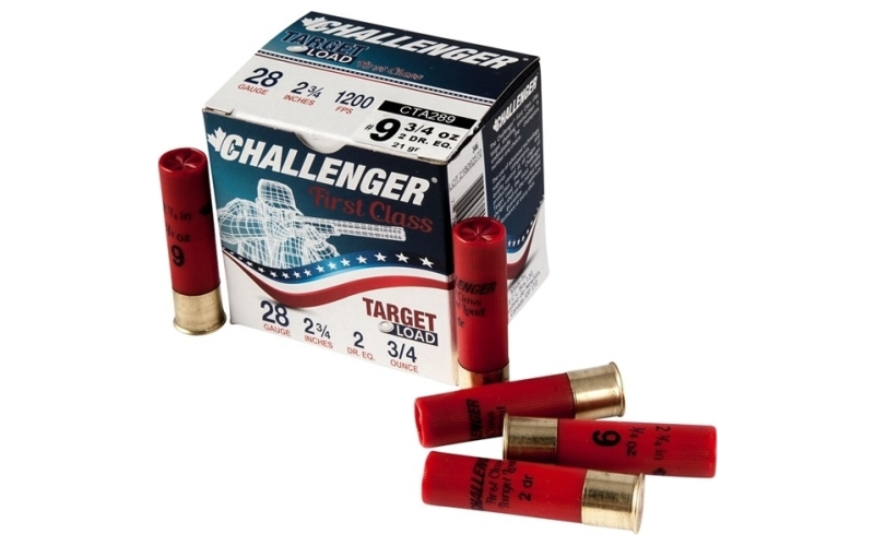 Challenger Ammo 28 gauge 2-3/4'' 3/4 oz #9 shot 250/case (cta289)