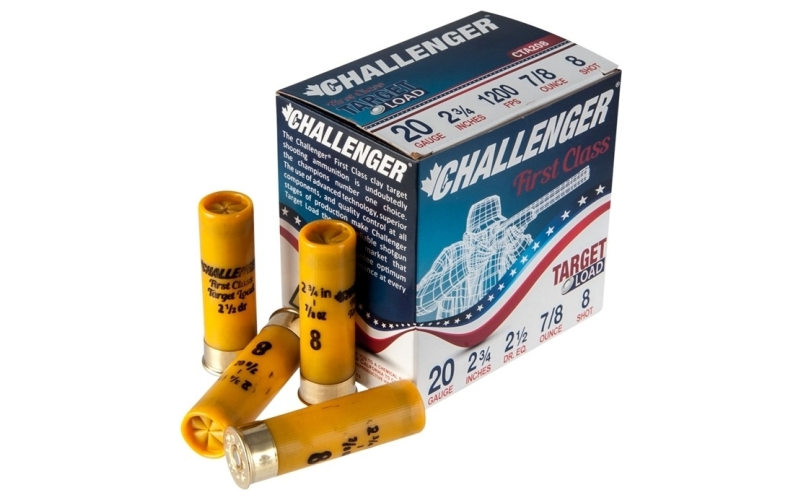 Challenger Ammo 20 gauge 2-3/4'' 7/8 oz #8 shot 250/case (cta208)
