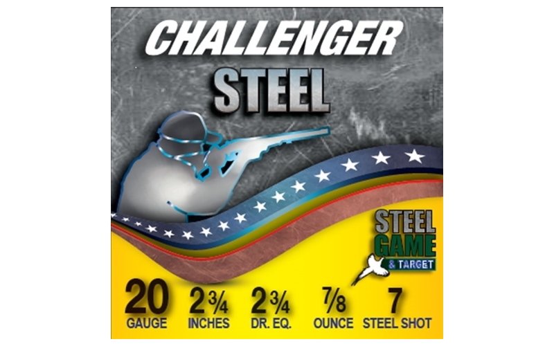 Challenger Ammo 20 gauge 2-3/4'' 7/8oz #7 steel shot 250/case