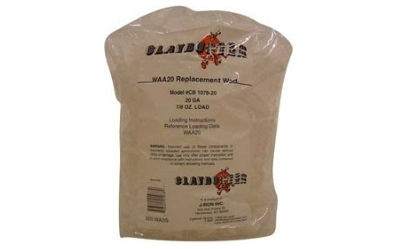 Claybuster 20 gauge 7/8oz wads clear 500/bag