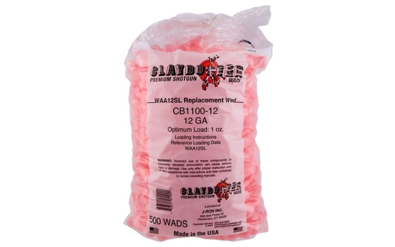 Claybuster 12 gauge 7/8 to 1oz wads pink 500/bag