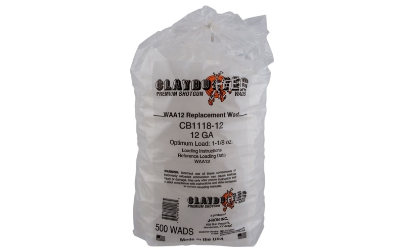 Claybuster 12 gauge 1 to 1-5/8oz wads white, 500/bag