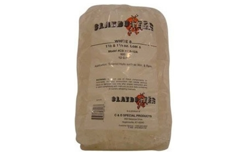 Claybuster 12 gauge 1-1/8 to 1-1/4oz wads white 500/bag