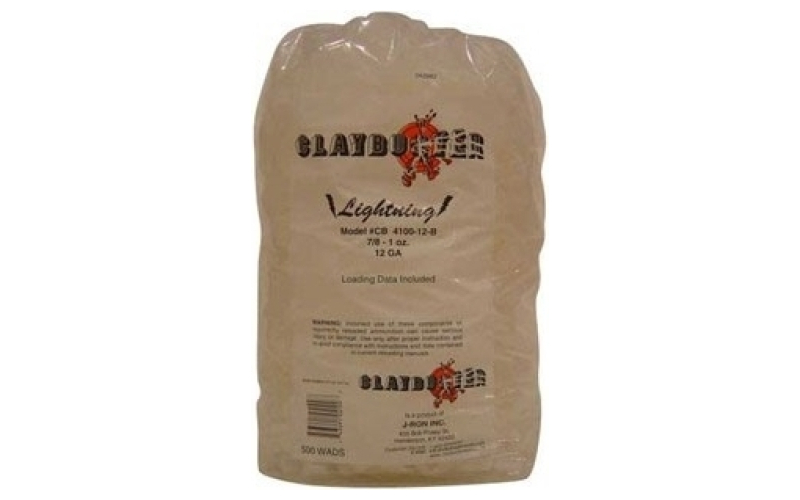Claybuster 12 gauge 7/8 to 1oz wads clear 500/bag