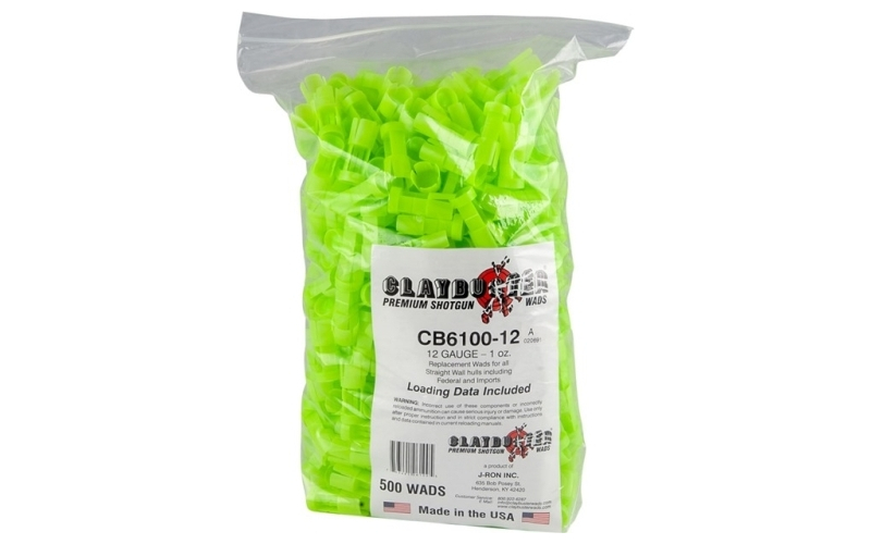 Claybuster 12 gauge 7/8 to 1oz wads green 500/bag
