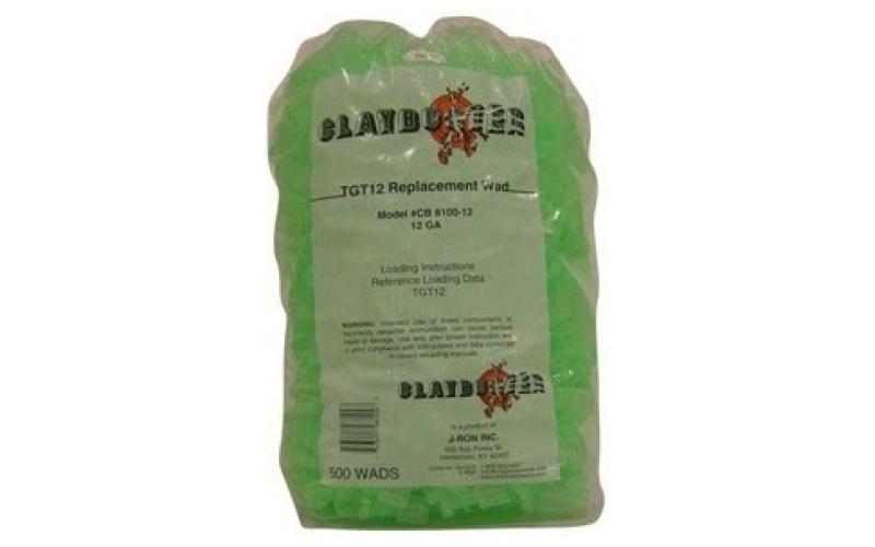 Claybuster 12 gauge 7/8 to 1-1/8oz wads green 500/bag