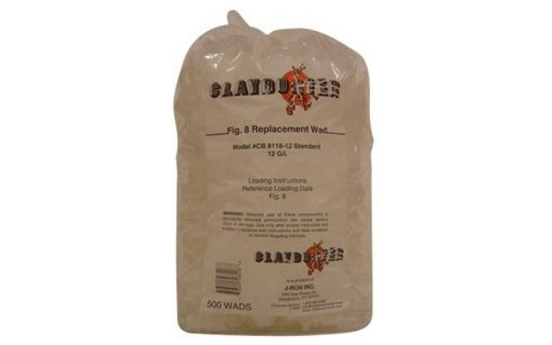 Claybuster 12 gauge 1-1/8 to 1-1/4oz wads white 500/bag