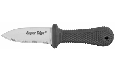 Cold Steel Super Edge, 2" Fixed Blade Knife, Drop Point, 3/4Serrated Edge, AUS 8A/Polished, Black Kraton, Secure-Ex Sheath CS-42SS
