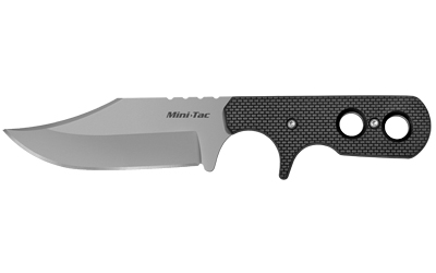 Cold Steel Mini Tac Bowie, Fixed Blade Knife, Silver, Plain Edge, Clip Point, 3.625" Blade, 8Cr13MoV, Black Handle, Includes Secure-Ex Sheath CS-49HCF