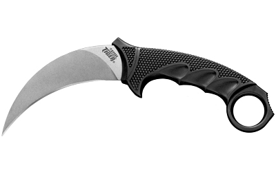 Cold Steel Steel Tiger, Fixed Blade Knife, Silver, Plain Edge, Karambit, 4.75" Blade, Stonewashed Finish, AUS8A Stainless, Black Handle, Includes Secure-Ex Sheath CS-49KST