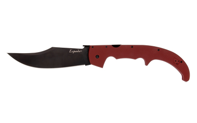 Cold Steel Espada XL, 7.5" Folding Knife, Plain Edge Trailing Point, PVD Finish, Black, G-10 Handle, Ruby Red, AUS 10 Construction CS-62MGC-RRBK