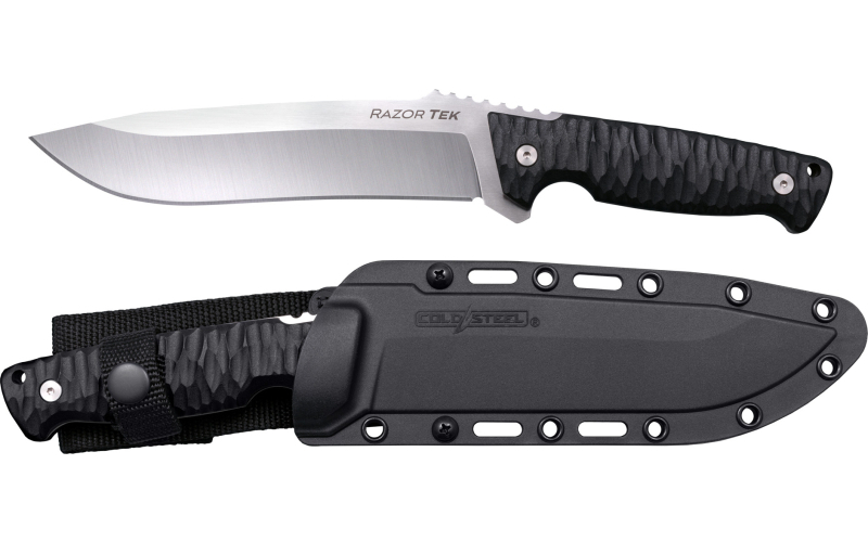 Cold Steel Razor Tek, Fixed Blade Knife, 5" Recurve Blade, Black GFN Handle, 4116 Stainless Steel, Satin Silver Blade, Secure-Ex Sheath CS-FX-5RZR