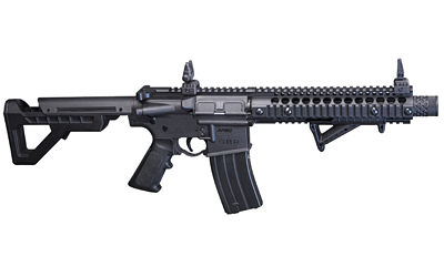 Crosman DPMS SBR Full Auto BB Rifle, 430 Feet Per Second, 6 Position Adjustable Butt Stock, Blowback Action, 25 Dropout Mag, Flip Up Iron Sights, Angled Foregrip, Black Finish DSBR