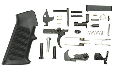 Doublestar Corp. AR15 Lower Parts Kit, 223 Rem/556NATO, Black Finish, Includes Fire Control Group, Fire Control Group Pins and Springs, Bolt Catch Assembly, Magazine Catch Assembly, Front Pivot Pin, Rear Takedown Pin, Takedown Springs (2), Takedown Detents (2), Trigger Guard Pin, Pistol Grip, Screw and Washer, Buffer Detent, Buffer Detent Spring AR270