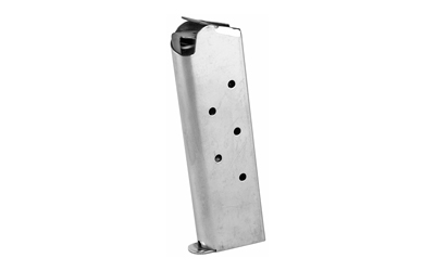 Ed Brown Magazine, 45ACP, 7 Rounds, Fits 1911, Includes 1 Thick and 1 Thin Base Pad, Stainless, Silver 847