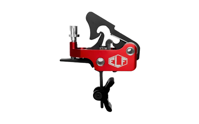 Elftmann Tactical Apex, FA, Adjustable Trigger, Curved with Black Shoe, Fits AR-15, Anodized Finish, Red APEX-B-C-FA