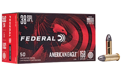 Federal American Eagle, 38 Special, 158 Grain, Lead Round Nose, 50 Round Box AE38B