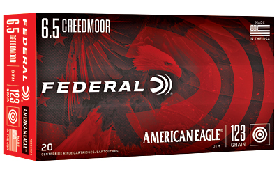 Federal American Eagle, 6.5 Creedmoor, 123 Grain, Open Tip Match, 20 Round Box AE65CRD4