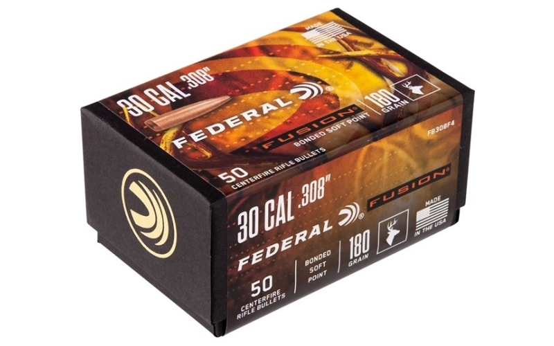 Federal 30 caliber (0.308'') 180gr bonded soft point 50/box