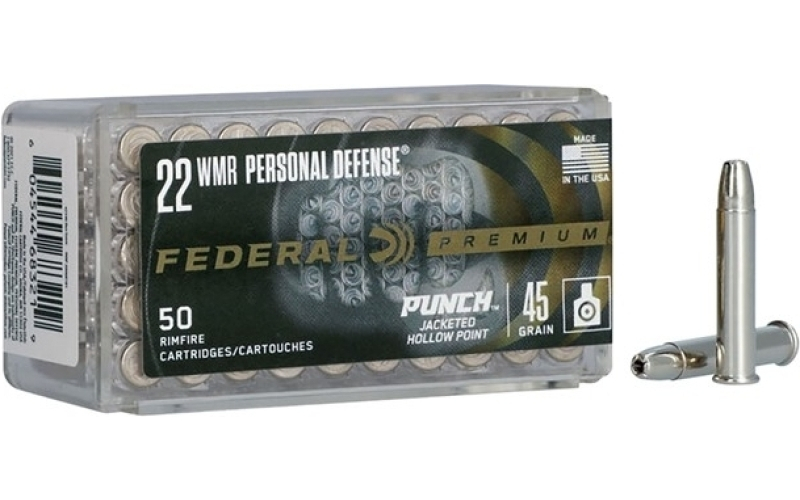 Federal 22 wmr 45gr jacketed hollow point 50/box