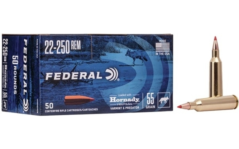 Federal 22-250 remington 55gr v-max 50/box