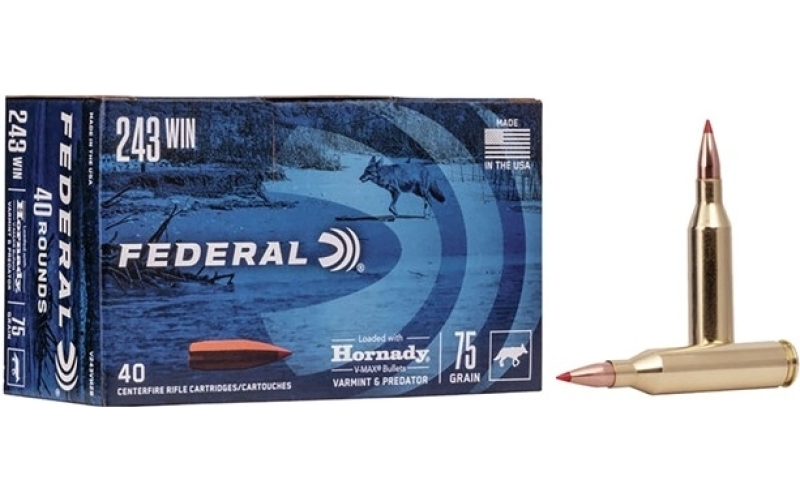 Federal 243 winchester 75gr v-max 40/box