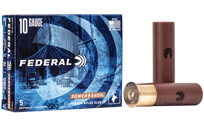Federal PowerShok Ammunition, 10Ga 3.5", 1.75oz, Rifled Slug Hollow Point,5 Round Box F103FRS