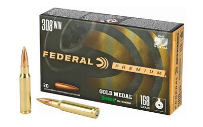 Federal Gold Medal Match, 308 Winchester, 168 Grain, Boat Tail, Hollow Point. 20 Round Box GM308M