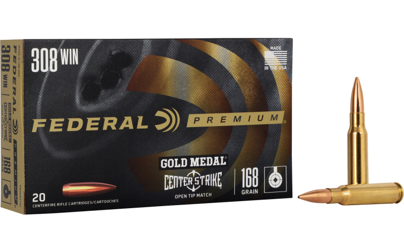 Federal Federal Premium, Gold Medal, 308 Winchester, 168 Grain, Open Tip Match, 20 Rounds GM308OTM1