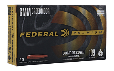 Federal Gold Medal, 6MM Creedmoor, 109 Grain, Berger Long Range Target, 20 Round Box GM6CRDLRHT1