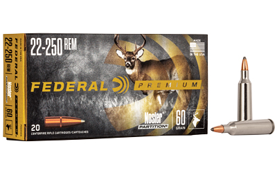 Federal Premium, 22-250, 60 Grain, Nosler Partition, 20 Round Box P22250G