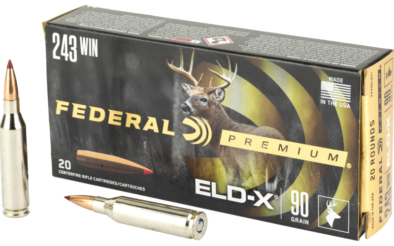 Federal Federal Premium, Extremely Low Drag eXpanding, 243 Winchester, 90 Grain, Polymer Tip, 20 Round Box P243ELDX1