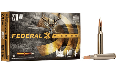 Federal Premium, 270 Winchester, 140 Grain, Nosler AccuBond, 20 Round Box P270A1
