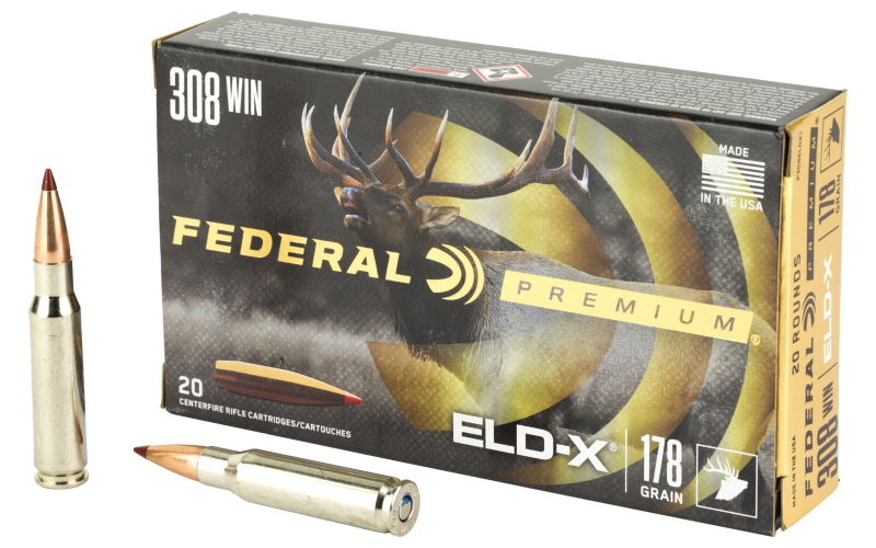 Federal Federal Premium, Extremely Low Drag eXpanding, 308 Winchester, 178 Grain, Polymer Tip, 20 Round Box P308ELDX1