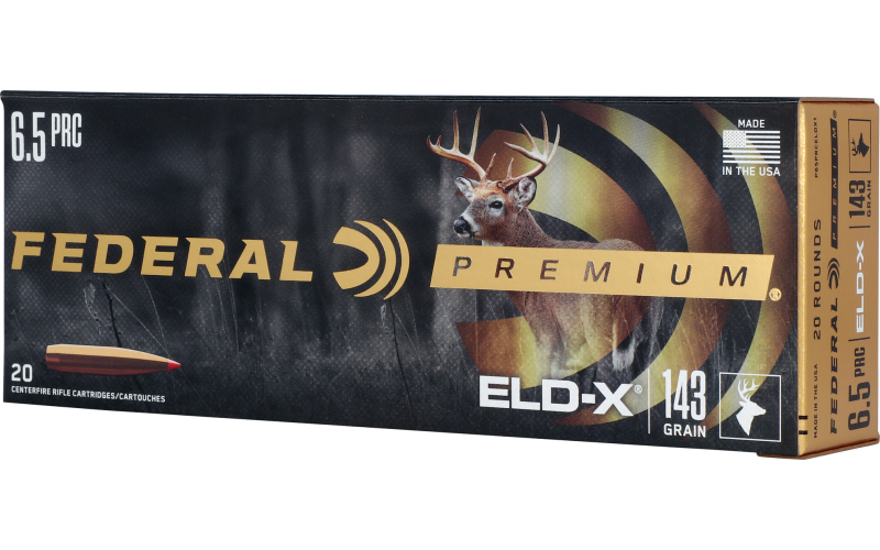 Federal Federal Premium, Extremely Low Drag eXpanding, 6.5 PRC, 143 Grain, Polymer Tip, 20 Round Box P65PRCELDX1